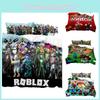 Мультяшный Постельный Комплект с Цифровой Печатью Roblox Minecraft Высококачественный Мультяшный Стиль Белый Цвет