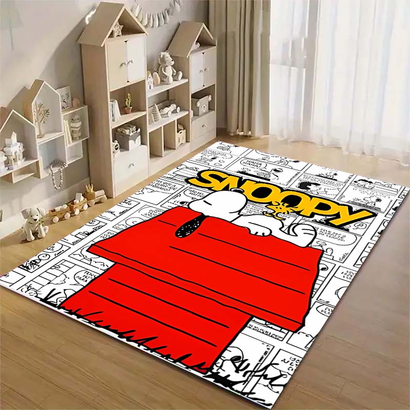 Snoopy cartoon print rug mat, non-slip and stain-resistant, perfect for home decor and a gift for friends and family.