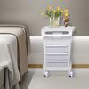 Salon Roller Trolley Cart, Beauty Rolling Cart W/ 3 Drawers & 4 Wheels, White ABS Makeup Storage Cart, Mobile Cosmetic Organizer