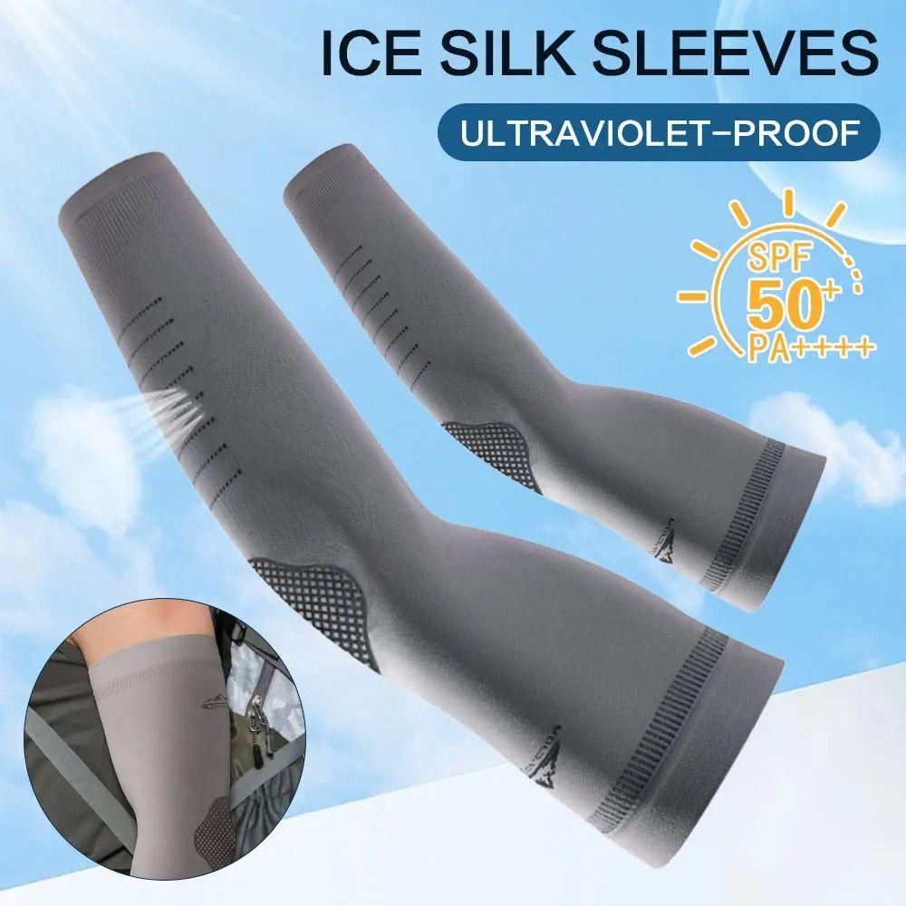 2Pcs Quick-drying Men's Sports Arm Guards Ice Silk Cooling Sleeves Cover New Sunscreen Sleeves