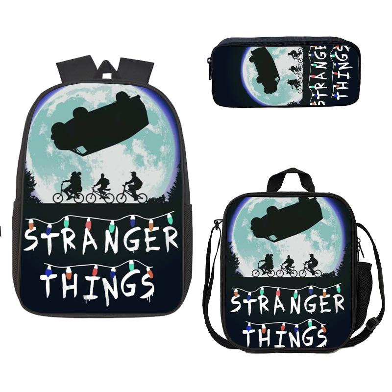 Школьная сумка, Пенал, Сумка для еды Stranger Things, Карта Z, Трехсекционный рюкзак большой емкости, Цветной