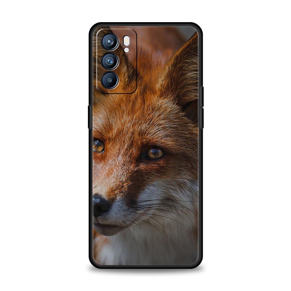 Милый подарочный мягкий чехол для телефона Red Fox для Oppo Find X5 A54 A53 A52 A9 2020 A15 A95 A16 A76 A74 A12 Reno7 SE Reno6 Pro 5G черный чехол