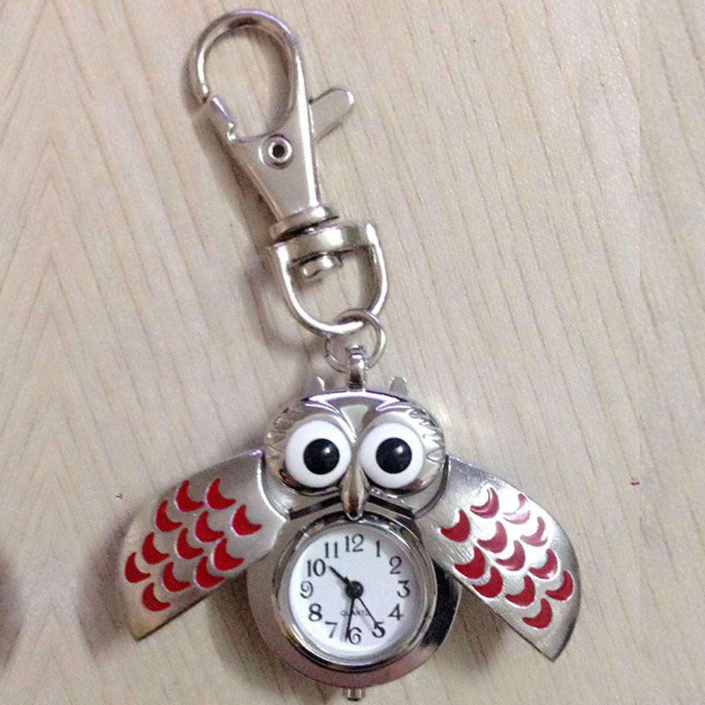 Новое модное милое ожерелье в виде совы в стиле флип, подвесные часы, брелок для ключей, мультяшные карманные часы на цепочке, кулон, подарки на день рождения