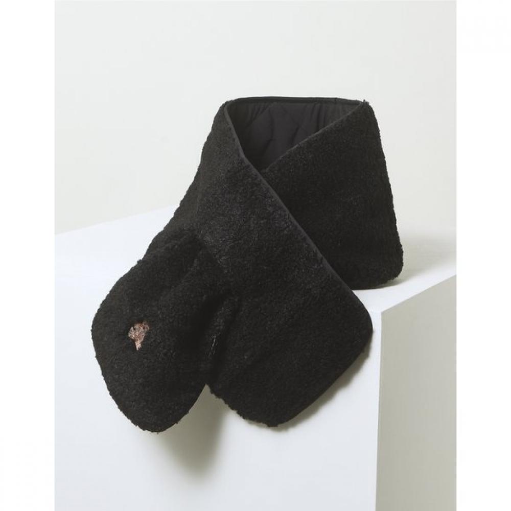 Daks Boucle Reversible Padding Muffler Daks Bear Character Embroidery Black Dbmu