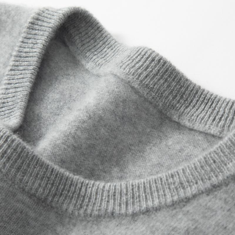 Men's Round Neck Sweater Qinghe Cashmere 100% Cashmere Men's Autumn and Winter Cashmere Soft and Warm