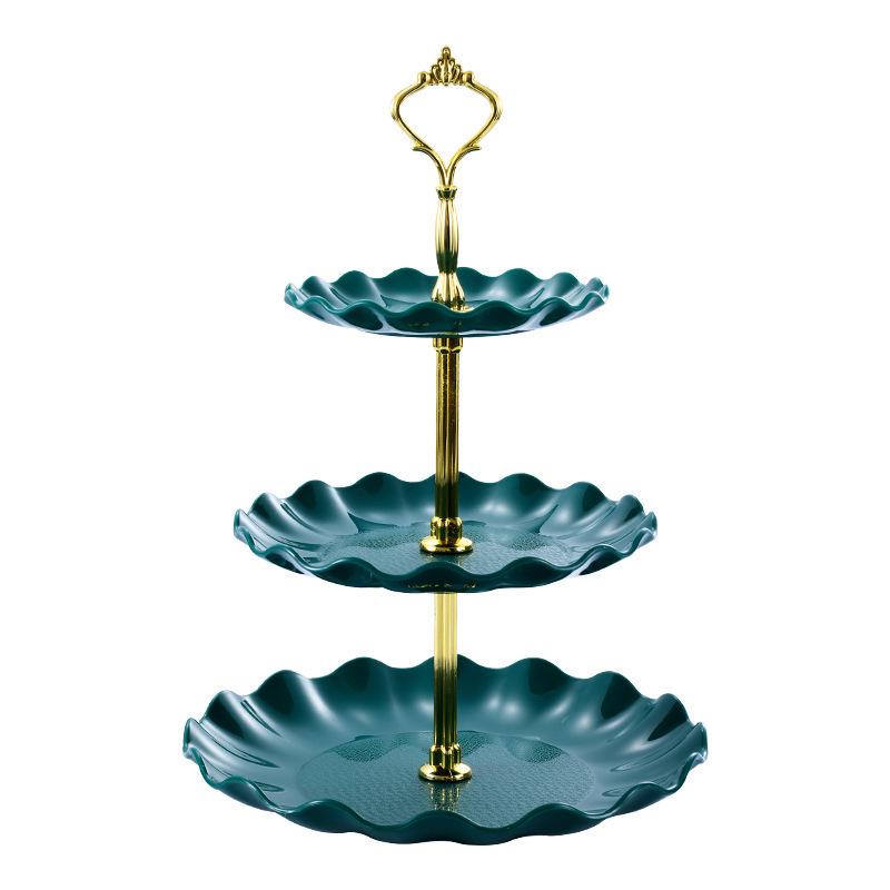 European Three-Tier Plastic Fruit & Cake Stand for Weddings & Holidays