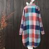 Ladies Long Sleeve Check T Shirt Linen Tops Baggy Top Plus Size Tee Blouse Dress