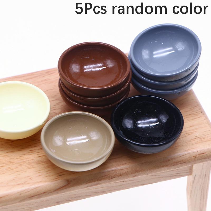 5Pcs 1:12 Dollhouse Miniature Fruit Bowl Salad Bowl Soup Plate Mini Cutlery Kitchen Tableware Decor Toy Doll House Accessories