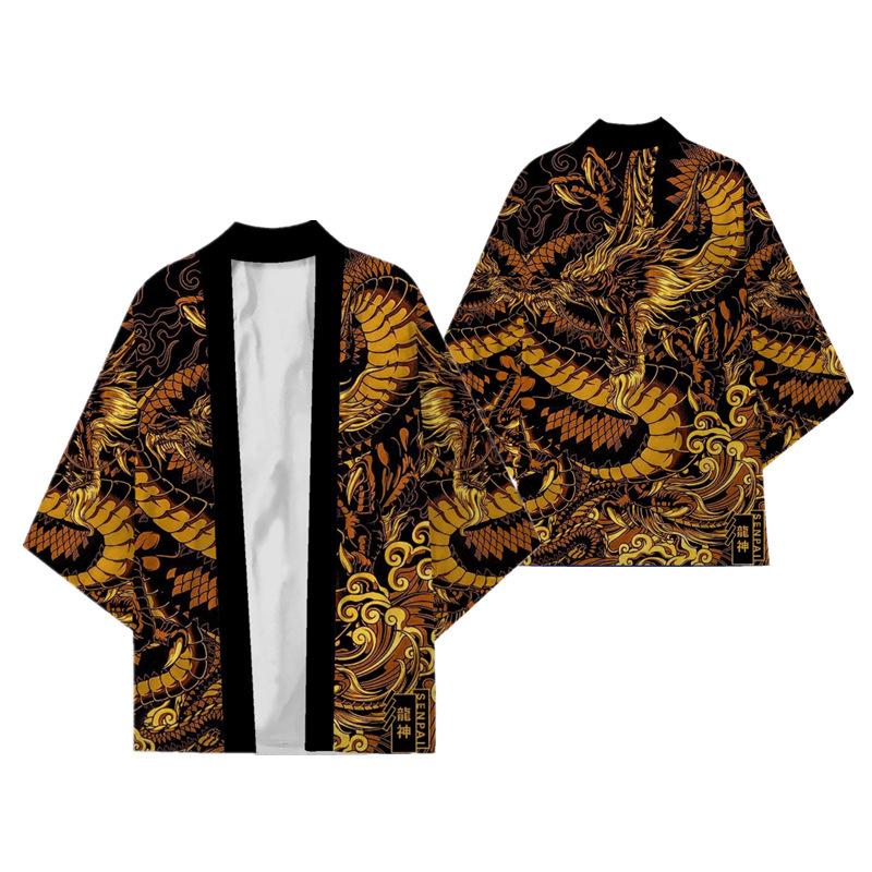 Fashion Anime Dragon Print Cardigan Kimono Harajuku Women Men Yukata Female Japanese Streetwear Traditional Cosplay Haori