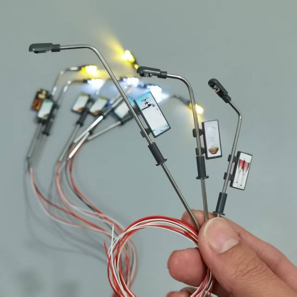 5pcs 3V Miniature Street Lamp Model Stainless Steel Model Making Led Light Table Scene Layout Kits