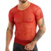 Mens Blouses Mesh Fishnet Short Sleeve Sheer Tank Top T-shirt Vest Tee