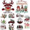 Thermal Transfers Merry Christmas Clothes Stickers Diy Parches Ropa Hoodies T-Shirt Heat Press Appliqued Appliques Stickers