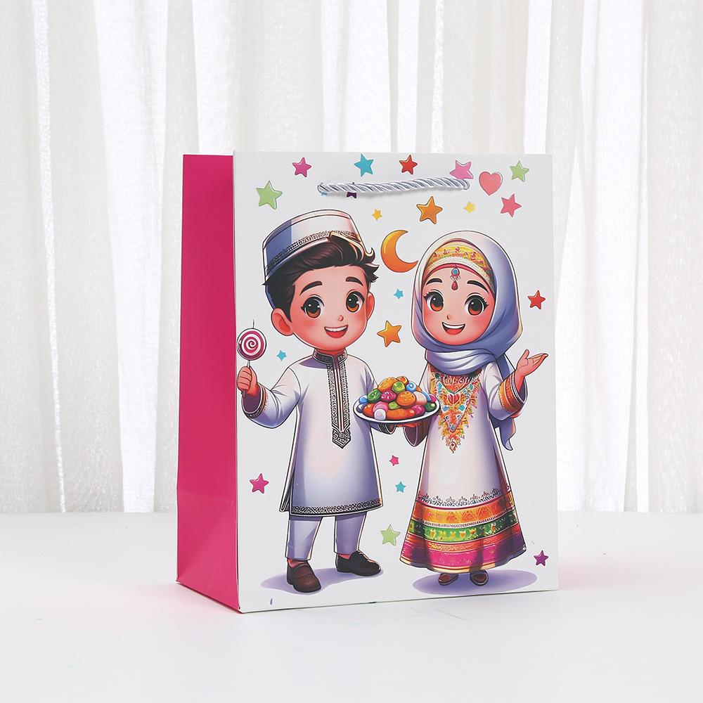 12 шт. подарочные пакеты Ramadan Kareem, исламские детские бумажные пакеты с мультфильмами для угощений и конфет на Ид, упаковка для вечеринки