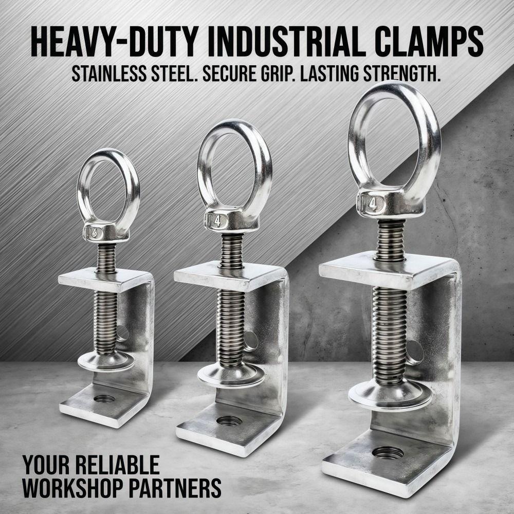 1pc 304 Stainless Steel Square Clamp Pull Ring Fixed Holder Clip C-clamp Hardware Fasteners