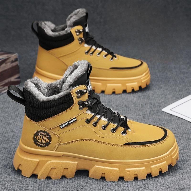 Модная мужская зимняя обувь, повседневная платформа, шнуровка, мужская зимняя обувь, флис, распродажа, новинка, для активного отдыха, для походов, удобная, модная, высокое качество