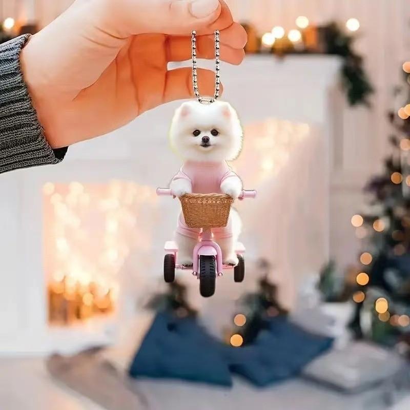 Acrylic 2d Car Accessory Cartoon Dog Rearview Mirror Vehicle Pendant Decoration