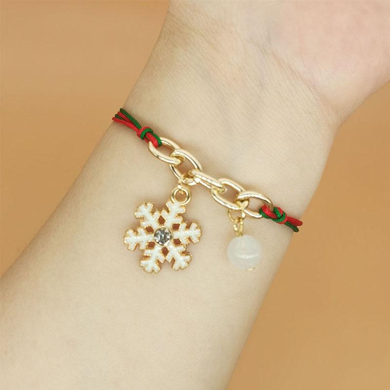 Очаровательный плетеный веревочный кулон-браслет Лось Снеговик Сплавная цепочка Новый год Рождественский подарок Ювелирные изделия