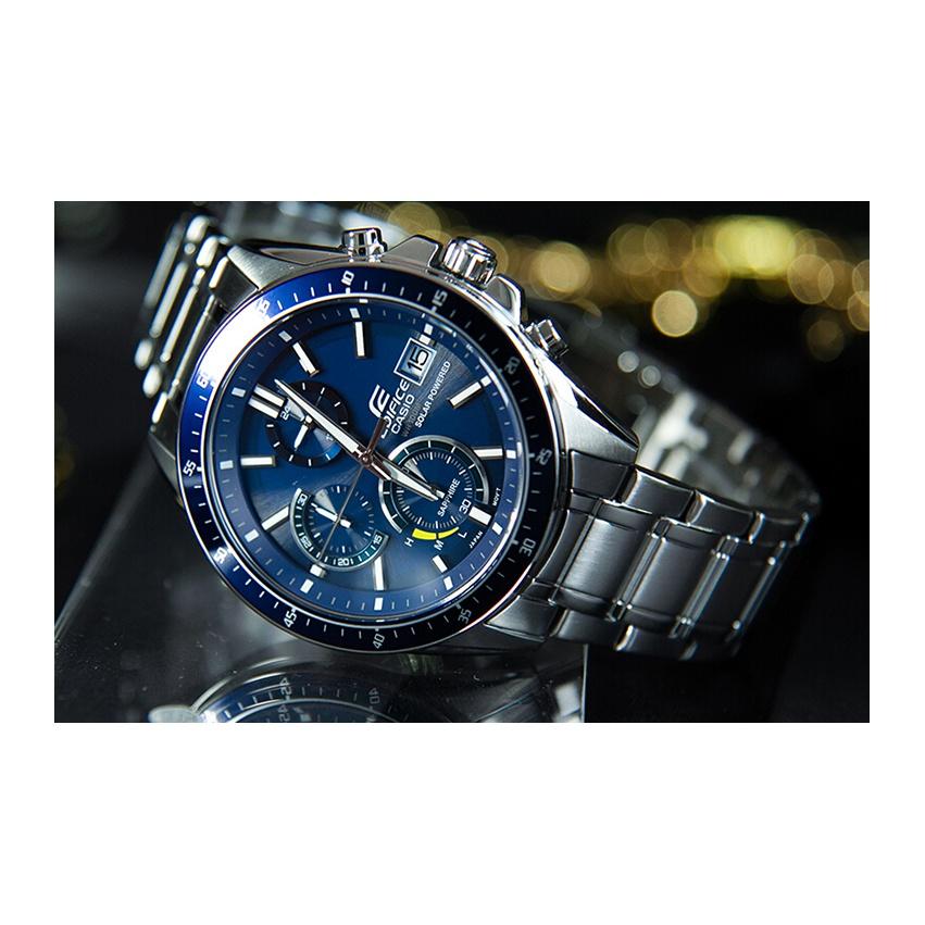 Casio Edifice Ocean Heart Classic Трехстрелочный Трехглазый Часы на Солнечной Батарее Кварцевые Мужские Часы Синие EFS-S510D-2AVUPR