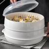 Microwave Vegetable Steamer Food Grade Transparent Plastic Cookware Reusable Kitchen Cooking Steamer for Dumplings Vegetables