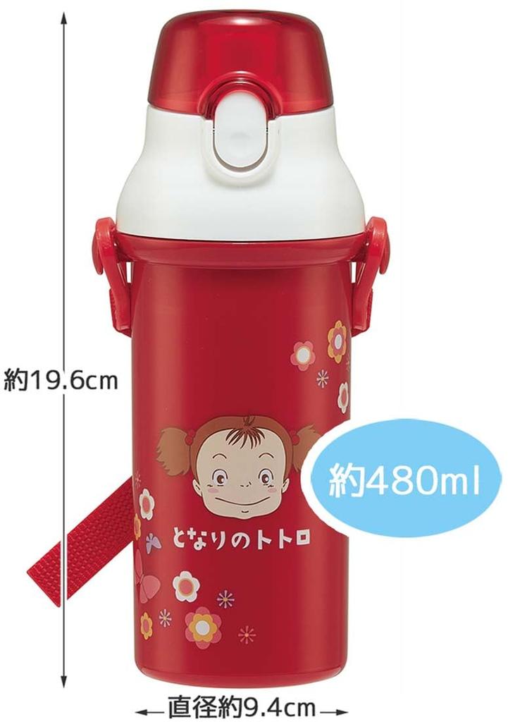 Skater Пластиковая бутылка для воды 480 мл, одно нажатие, антибактериальная, для детей, легкая, антибактериальная обработка, сделано в Японии, ланч-бокс Ghibli Totoro