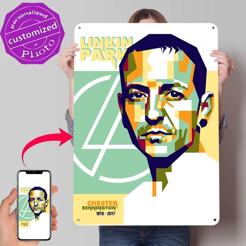 Chester Bennington Personalized D Textured Metal Poster Wall Art Tinplate Sign for Interior Accessories Decoration Room House