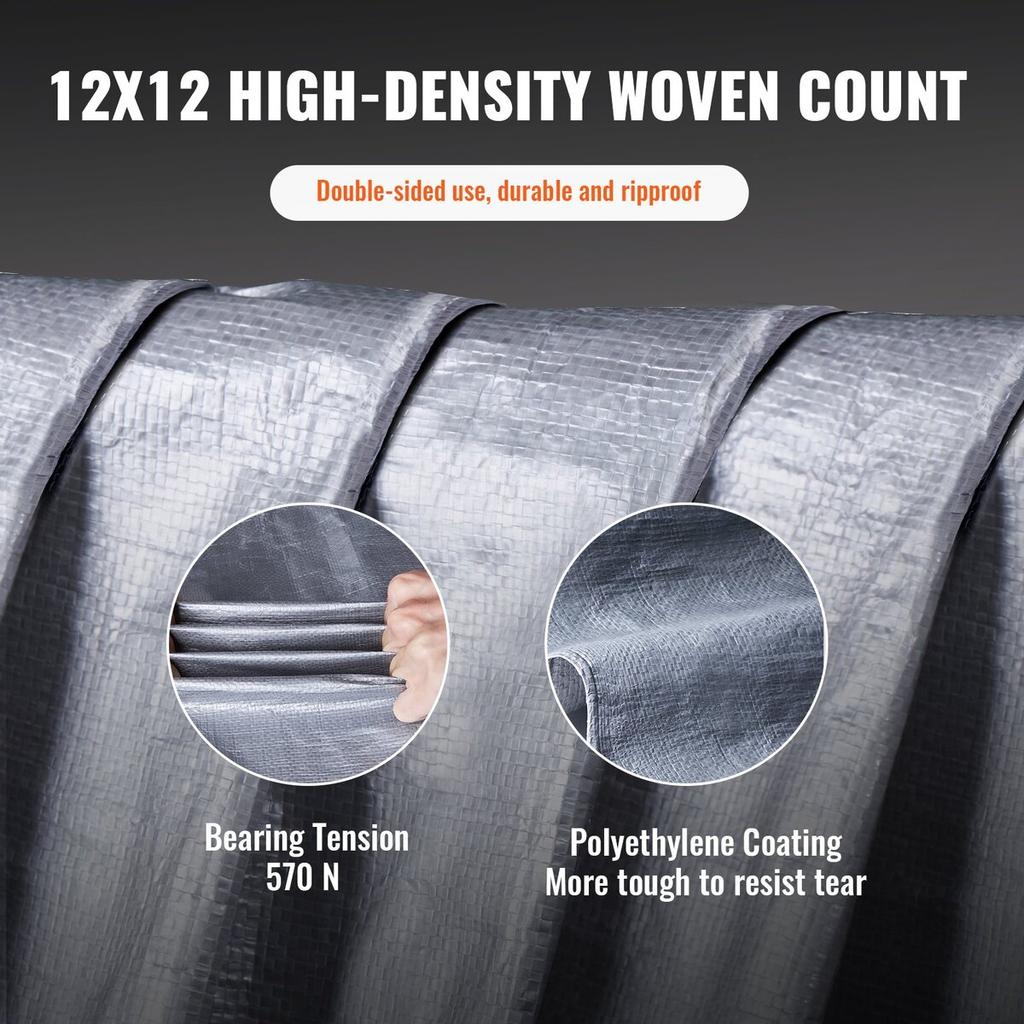Tarp Waterproof 16x20 ft, Plastic Poly Tarp Cover 10 Mil, Multi Purpose Tear UV and Temperature Resistant Outdoor Tarpaulin with High Durability
