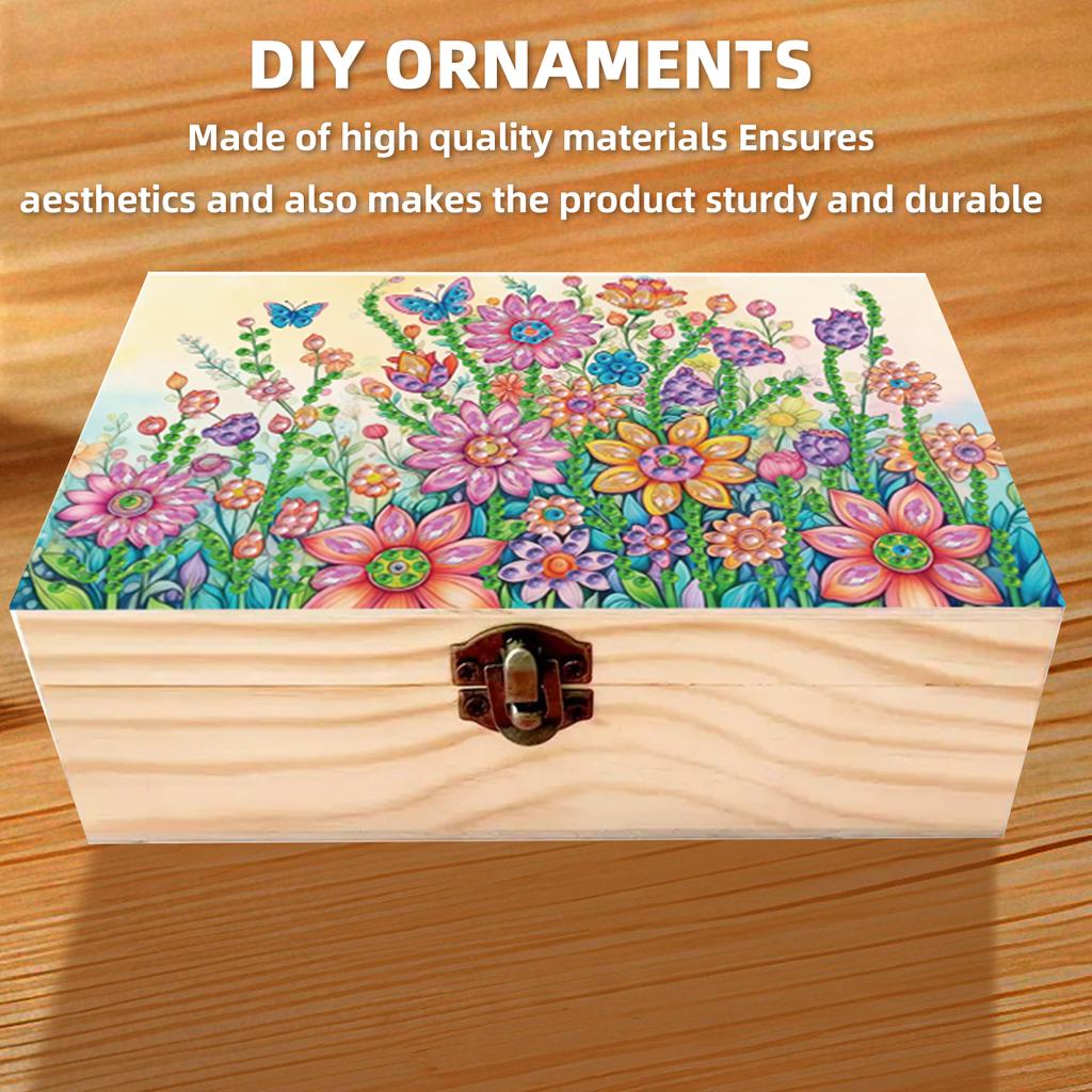 Алмазная мозаика своими руками Цветной узор Деревянный футляр Частичное сверление Кристаллическая мозаика Контейнер для хранения для дома Автомобиля Настольное украшение Поделка