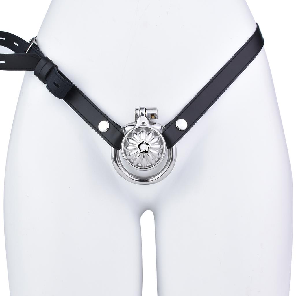 LEZEE Male Chastity Cage Device Chastity Belt Metal Penis Cages Urethra Lock With Penis Ring Invisible Cock Lock BDSM Toys