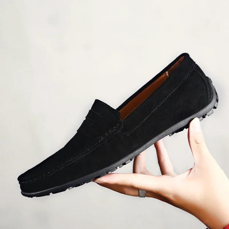 High Quality Leather Men Loafers Slip On Mens Casual Shoes Fashion Flats Male Driving Shoes Moccasins Ten Colors Size 38-47