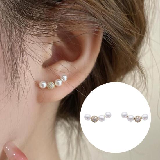 1 Pair Stud Earrings for Women, Lightweight Small Faux Pearls Earrings, Elegant Jewelry for Daily Wear Special Occasions