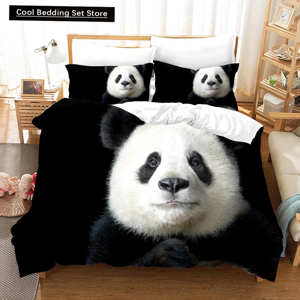 3D Panda Bedding Set Lovely China Black White Animal Duvet Cover King Queen Bamboo Comforter Cover 2/3pcs Polyester Quilt Cover