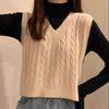 White V-neck Vest Vest Sweater Sweater Spring and Autumn Women Korean Version Loose Short Outer Jacket