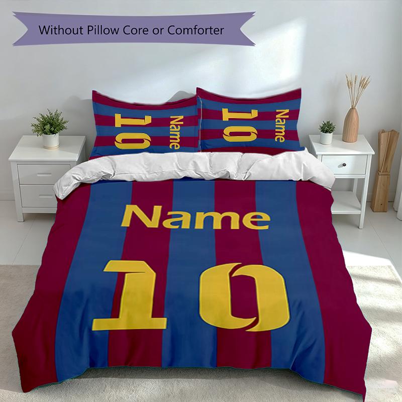3pcs Custom Name Football digital jersey Set,Includes 1 Duvet Cover and 2 Pillowcases,All-season Bedroom Decor
