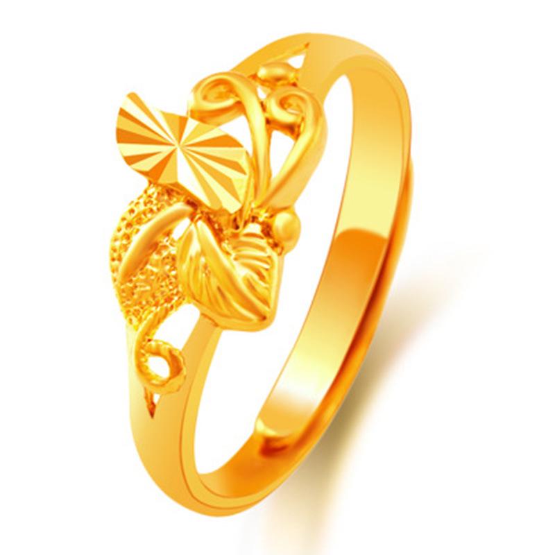 Sand Gold Ring for Women, Long-lasting Color Retention, Niche Sweet Imitation Gold Open Female Ring, Copper Alloy Accessories