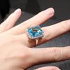 BELLA BOX Великолепное элегантное кольцо синей квадратной формы для женщин, очаровательное классическое кольцо на свадьбу, помолвку, темперамент, женские подарки