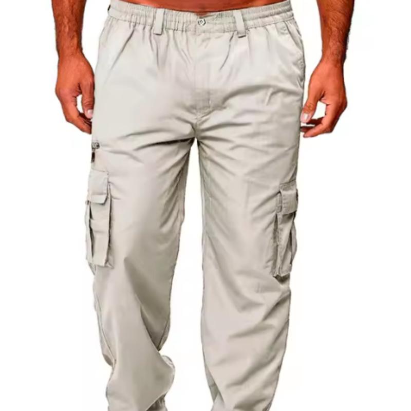 Новая повседневная рабочая одежда с множеством карманов, мужские свободные брюки прямого кроя, однотонные, многофункциональные рабочие брюки, черные джоггеры