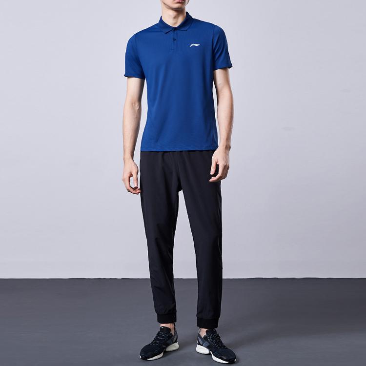 Мужская рубашка-поло Li Ning Plain Square Neck Casual с коротким рукавом, синяя YPLT023-3