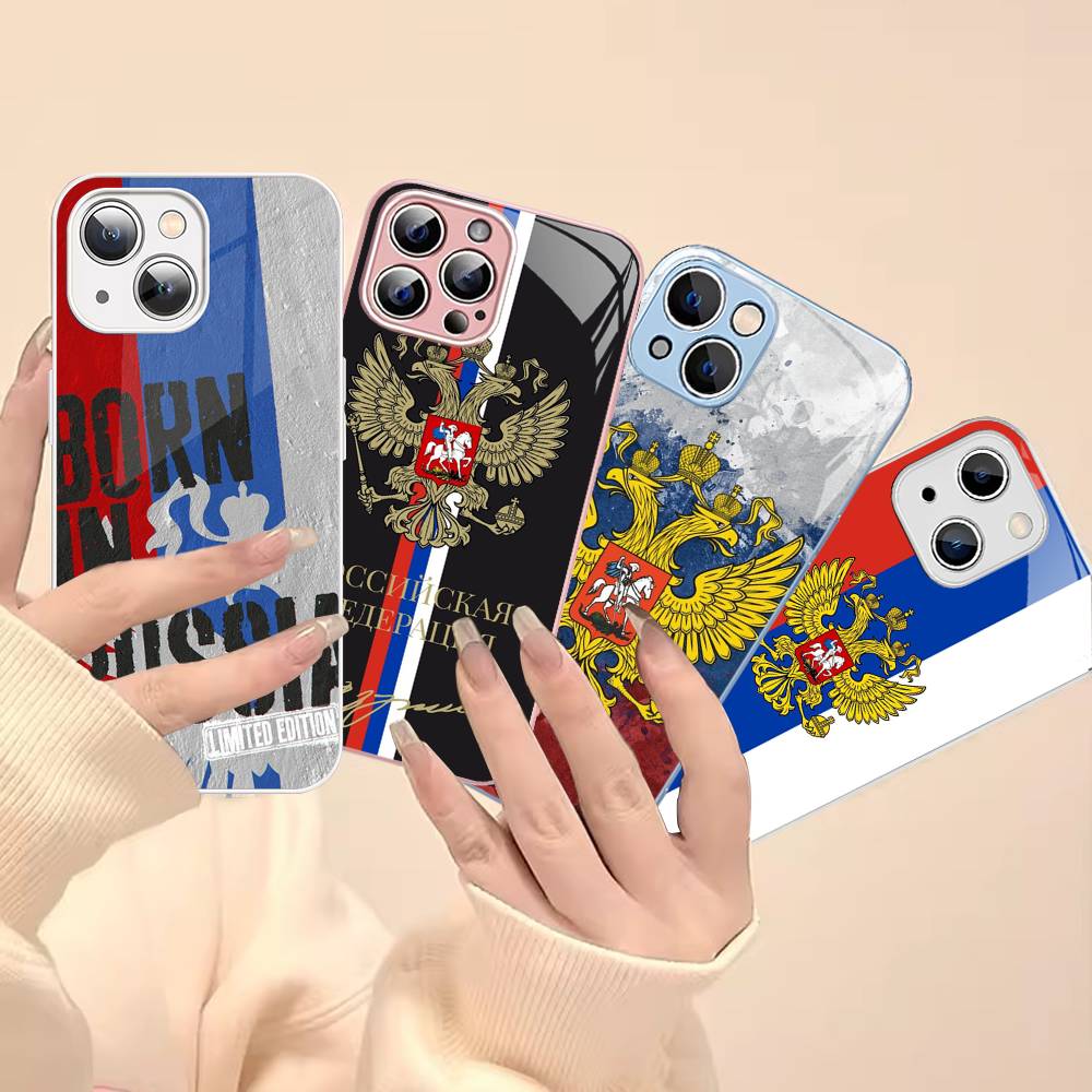 Flag Of Russia Tempered Glass For Iphone 14 13 12 11 Pro Mini XS MAX 14Plus X XS XR Cover