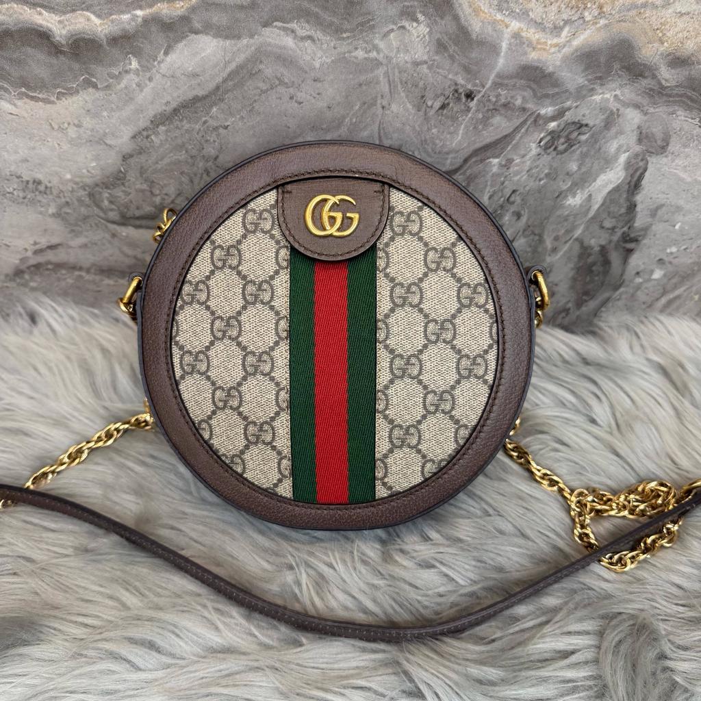 [Pre-Owned] Gucci Ophidia GG Mini Round Bag 'Beige' - Good #12SNAPL