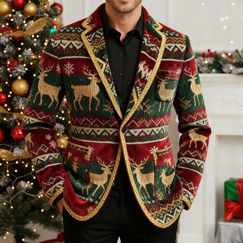 Мужской вельветовый теплый пиджак-кардиган с принтом и карманами, мужской повседневный костюм
