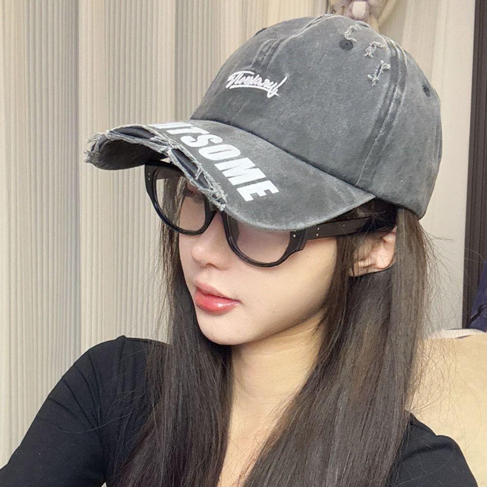 Sunscreen Embroidery Baseball Cap Adjustable Hole Duckbill Cap Casual Letter Baseball Hat Unisex