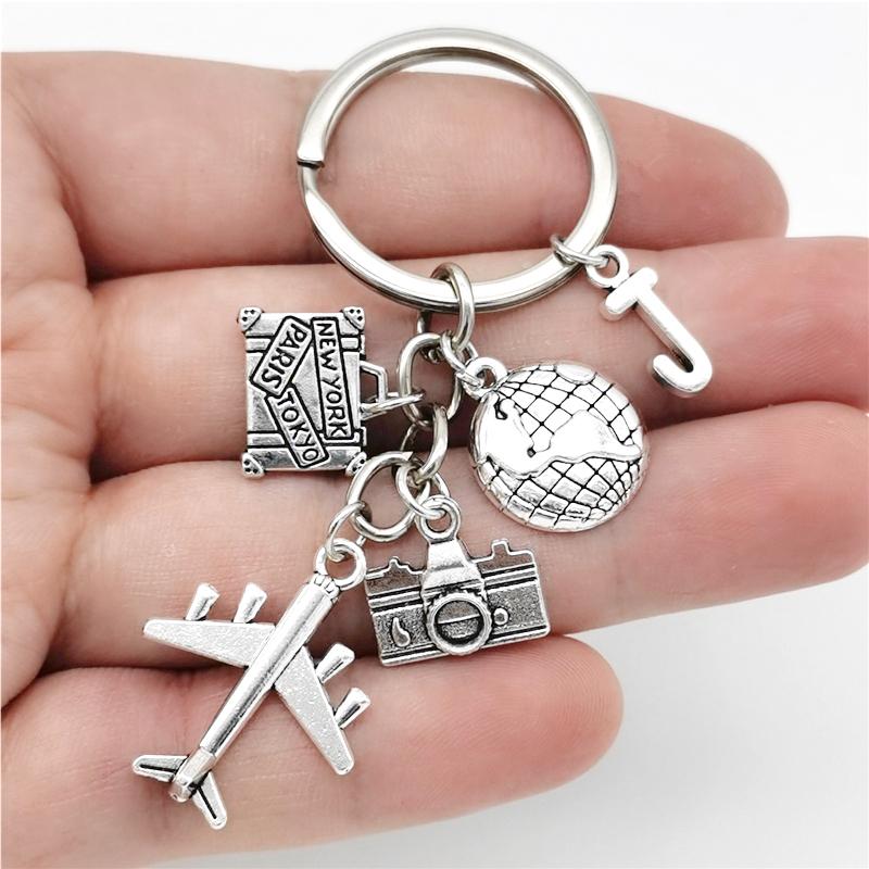 26 Букв Самолет Брелок Подвеска Самолет Брелок Земля Камера Шарм Брелок Лучшие Друзья Путешествия Ювелирные Изделия Подарки
