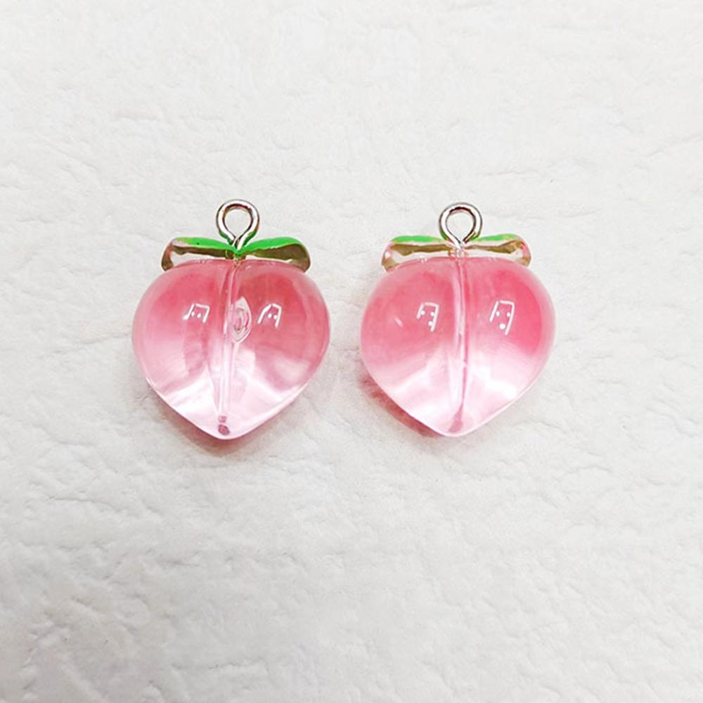 10pcs 3D Peach Flat Resin Charms Pendant Transparent Fruit Pendants Jewelry Making Accessories