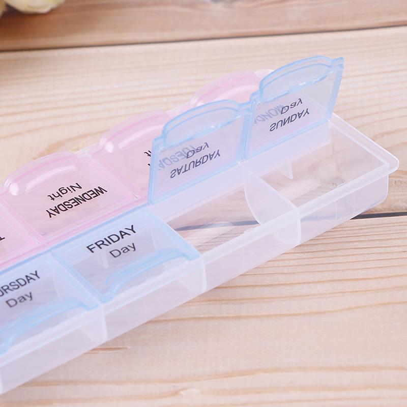 1Pc7 Days Medicine Box Medicine Tablet Dispenser Storage Box Weekly Storage Box
