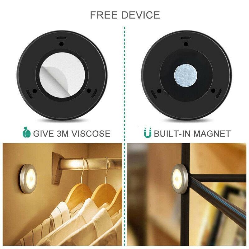 1/2/3/6 шт. Лампа с инфракрасным датчиком движения PIR, на батарейках, ночник, магнитная инфракрасная настенная лампа для шкафа, лестницы(Батарея не входит в комплект)