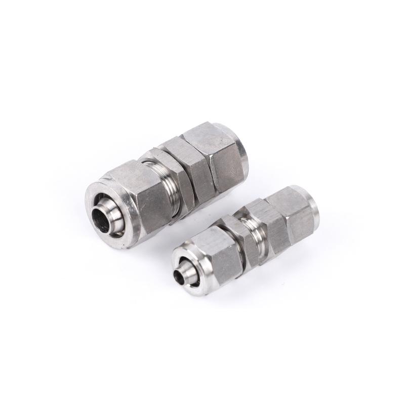 304 Stainless steel Fast twist through board type Fitting OD 4/6/8/10/12/14/16mm Hose Equal diameter straight joint