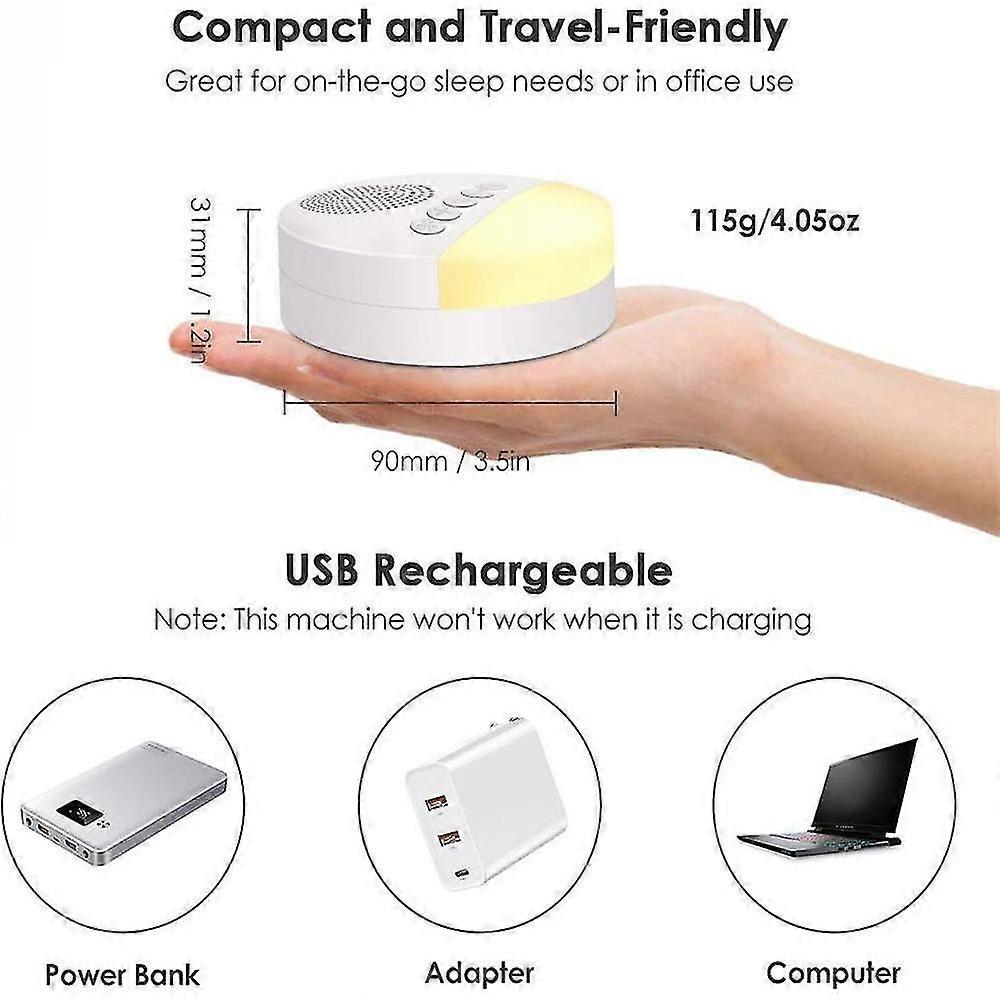 Baby Children Adult Portable Sleep Sound White Noise Machine With Night Light To Help Sleep Natural Soothing Sound Function Sleep Timer Sound Therapy