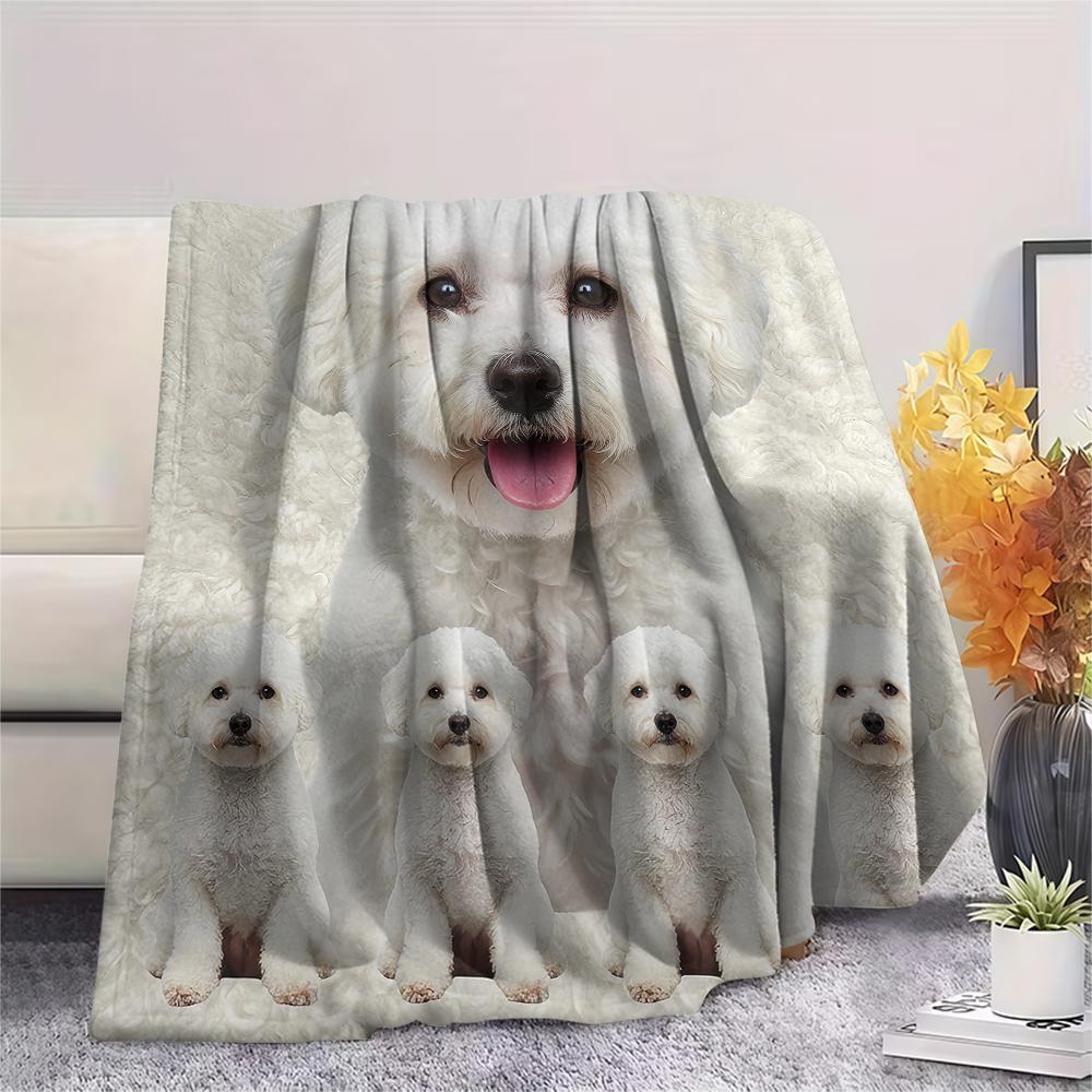 1 шт. Фланелевое одеяло с принтом собаки Чихуахуа и Пуделя, Высокое качество, Удобное для всех сезонов, Декор для дома, Тепло и уют, Идеально для подарков