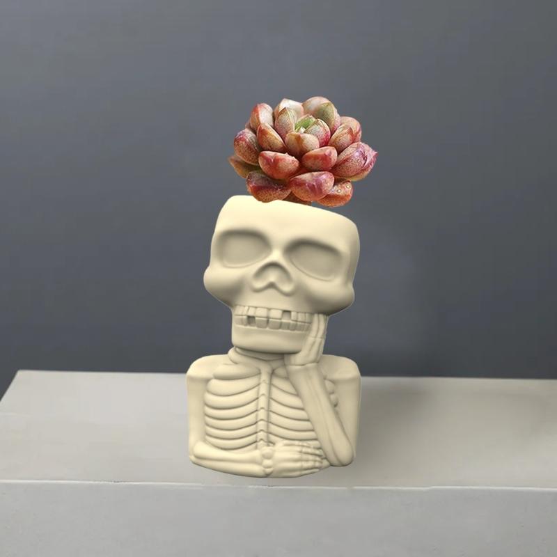Череп человек гипсовая силиконовая форма суккуленты бетонная ваза для цветов гипсовая цементная форма глиняная форма форма для подсвечника