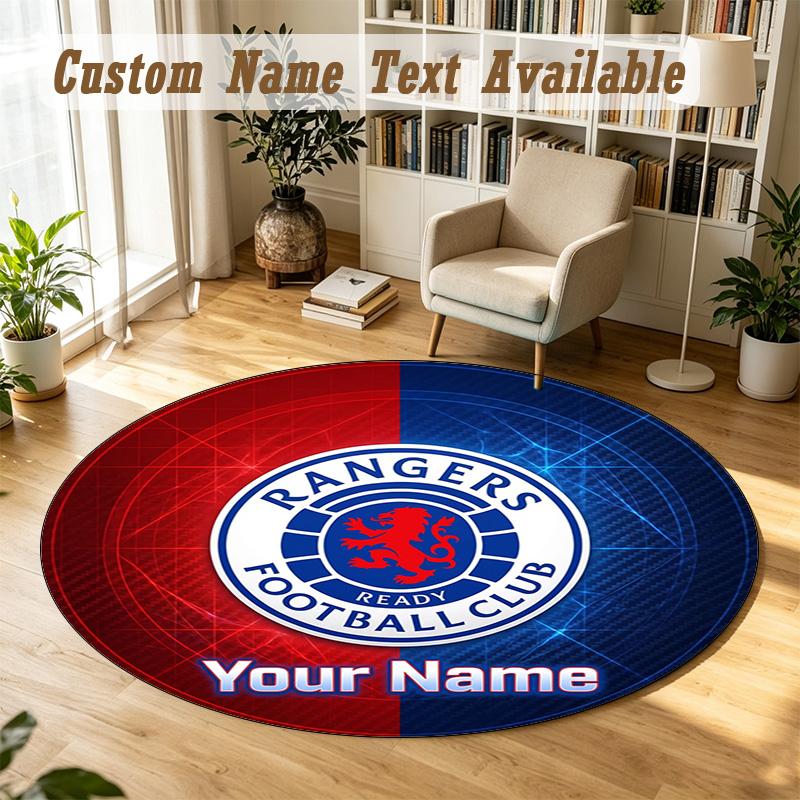 Round Rug Custom NameRangers FC Pattern Non Slip Carpet Home Floor Decor